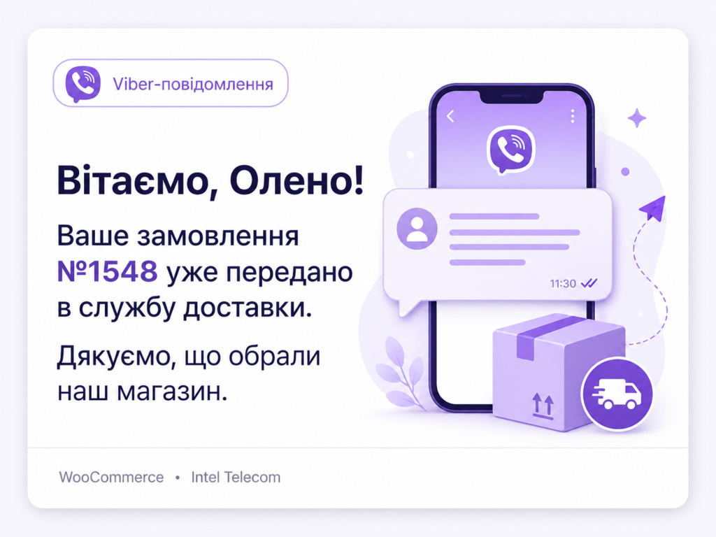 Пример Viber уведомления о доставке заказа WooCommerce