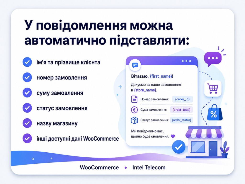 Персонализация SMS и Viber уведомлений данными заказа WooCommerce