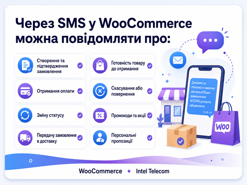 Примеры автоматических SMS уведомлений для покупателей WooCommerce